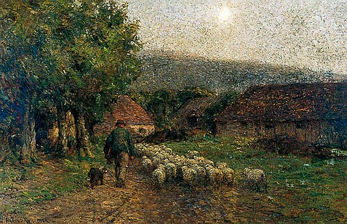 Evening in the Old Priory Farmyard, Wilmington, Sussex, , Joseph Harold Swanwick