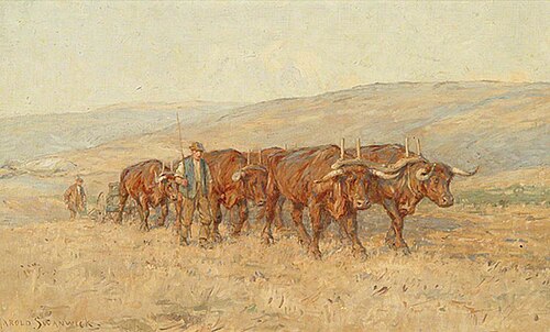 Oxen Ploughing, South Downs, , Joseph Harold Swanwick