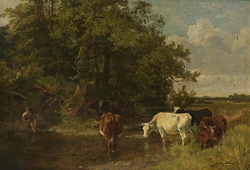 Cows Drinking, 1887, Charles Collins