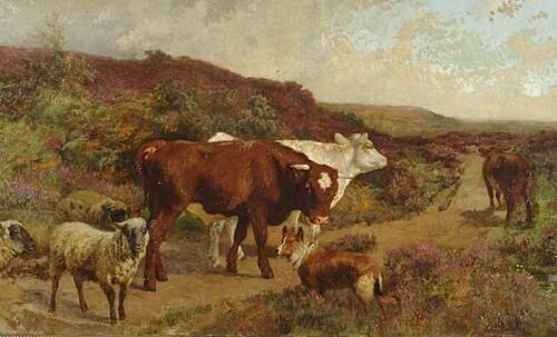 Cattle and a Dog on the Common, , Charles Collins