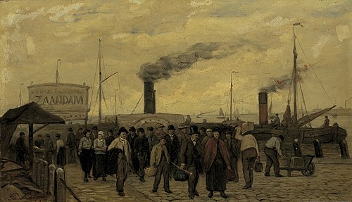 Aankomst van het stoomveer uit Zaandam, 1890, Philip Sadée