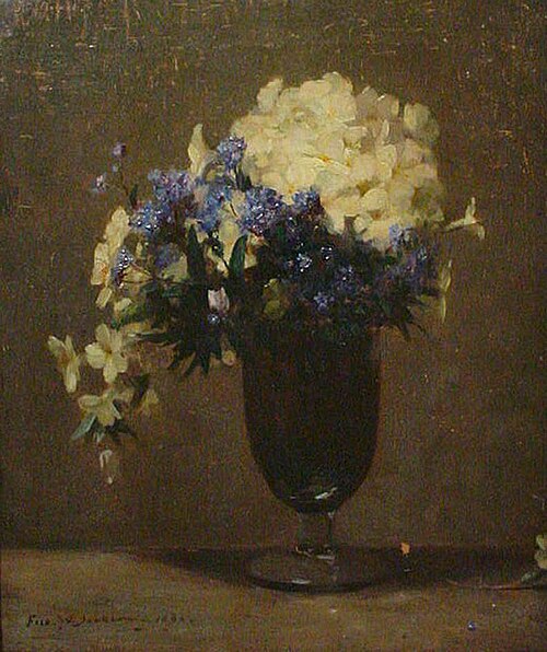 Primroses in a Glass Vase, 1886, Frederick William Jackson