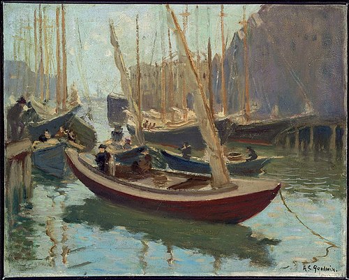 Boats at T Wharf, 1915, Arthur Clifton Goodwin