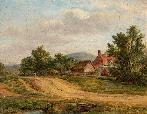 A Country Road and Cottage, 1876, George Smith