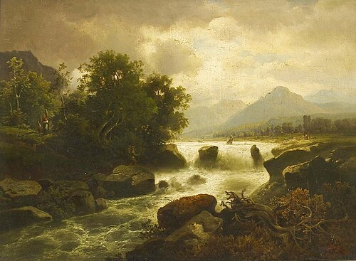 Flusslandschaft in der Schweiz, 1850, Anton Pick