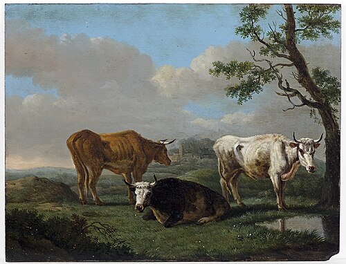 Vee in landschap, Drie koeien in de wei, 1808, Albarta ten Oever