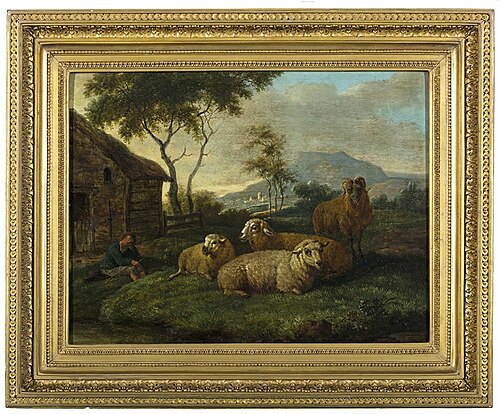 Schapen met herdersjongen, Herder met schapen in landschap,, 1808, Albarta ten Oever