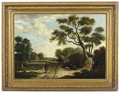 Landweg, Herder met schapen op zandweg,, 1804, Albarta ten Oever