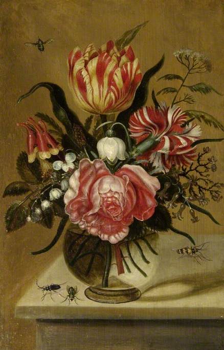Flowers in a Glass Vase, 1635, Magdalena van der Hecken