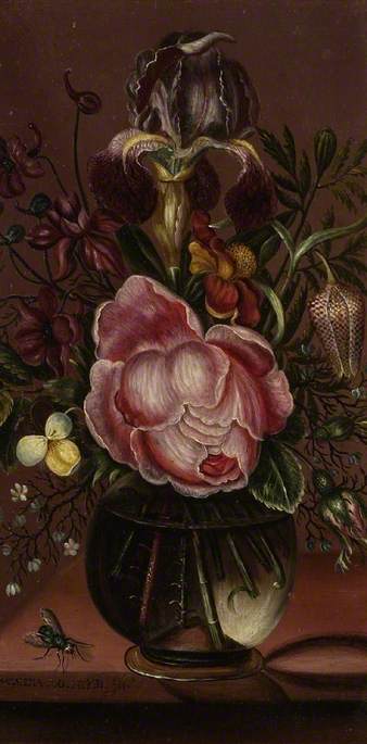 Flowers in a glass vase, 1635, Magdalena van der Hecken