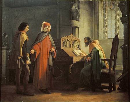 Dante Alighieri presenting Giotto to Guido da Polenta, 1855, Giovanni Mochi