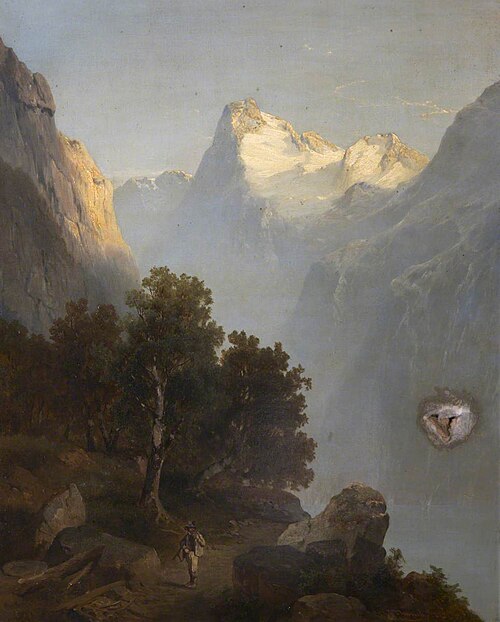 Alpine Scene: Walker on a Mountain Path, 1875, Joseph Thoma