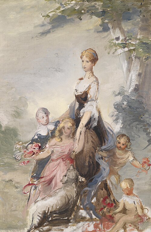 Mutter mit ihren Kindern in einer Landschaft, 1929, Adolf Pirsch