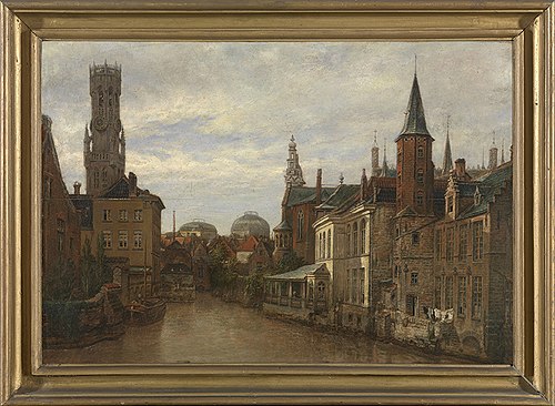 De Rozenhoedkaai in Brugge, 1875, Antoon Joostens