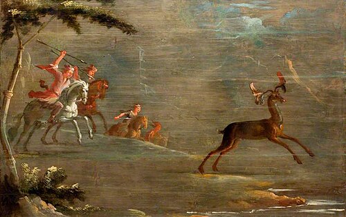 A Band of Tartar Horsemen Hunting an Elk, 1696, Robert Robinson