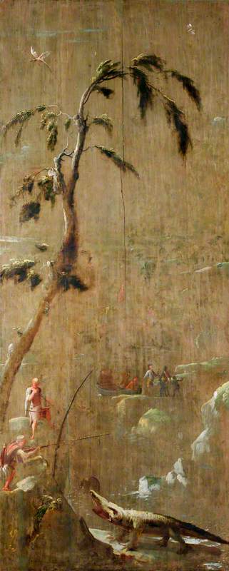 A Chinese Fisherman Hunting a Crocodile, 1696, Robert Robinson