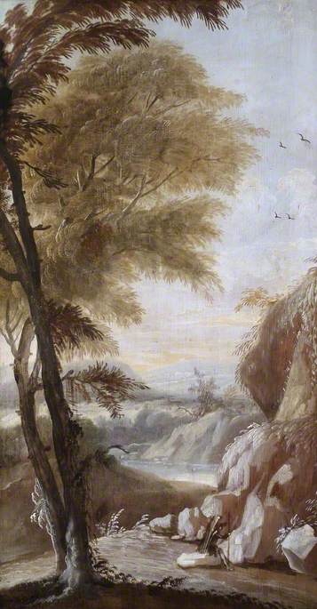 Travellers Resting in a Mountainous Landscape, , Robert Robinson