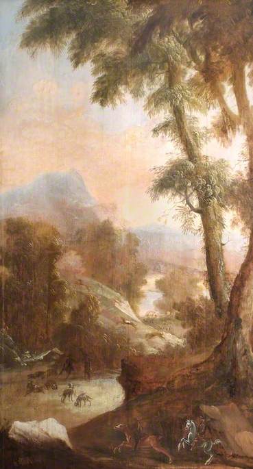 Fox Hunting with Mounted Riders in the Foreground, , Robert Robinson
