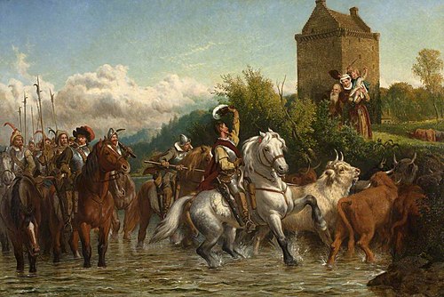 Gilnockie Tower in 1530, Dumfriesshire, 1880, Henry Hetherington Emmerson