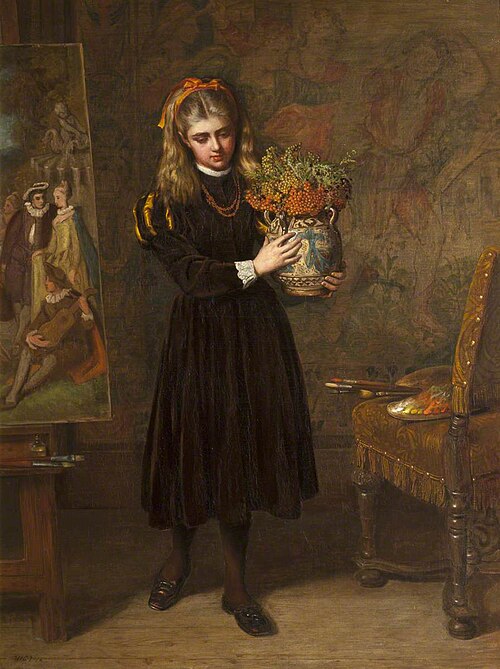 A Young Girl with Flowers, 1876, Henry Hetherington Emmerson