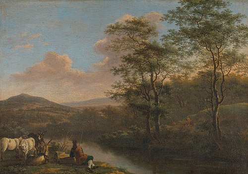 Italian landscape with resting herdsman, 1650, Willem de Heusch