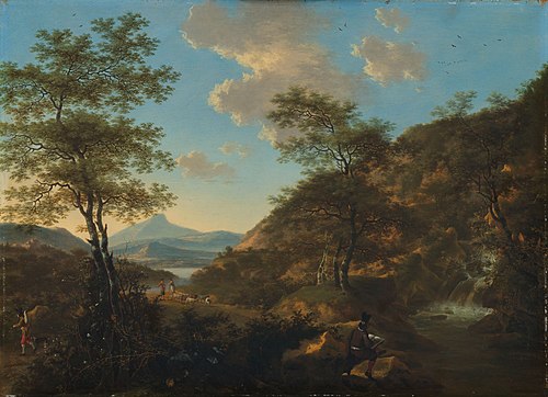Italian landscape with draftsman, 1650, Willem de Heusch
