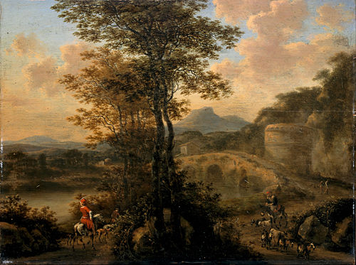 Italian River Landscape with Stone Bridge, 1650, Willem de Heusch