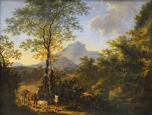 Paysage avec paysans conduisant un troupeau, 1650, Willem de Heusch