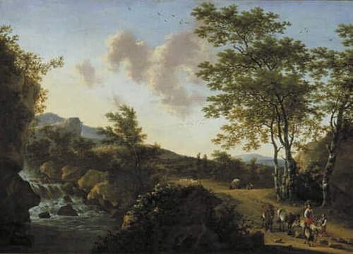 Italianate Landscape with Waterfall, 1660, Willem de Heusch