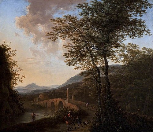Hilly Landscape with Figures and Horses, 1668, Willem de Heusch