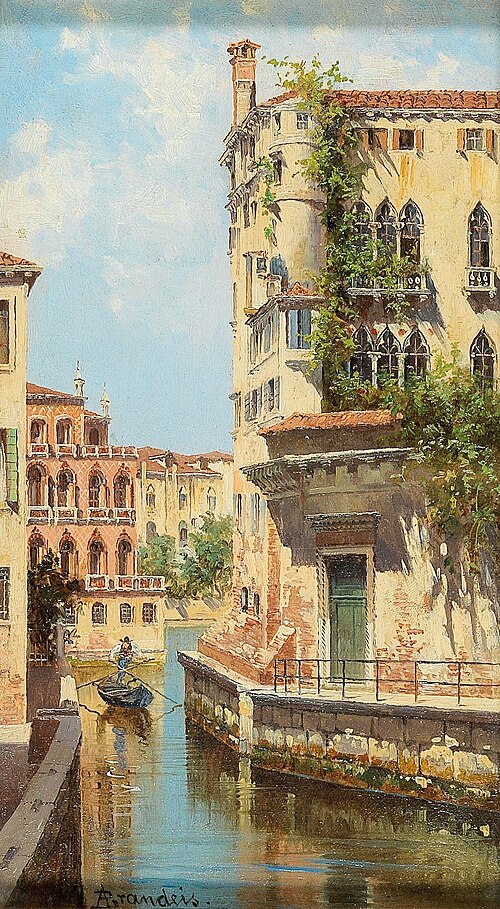 Canal in Venice with View of the Back of the Palazzo Rocca, 1926, Antonietta Brandeis