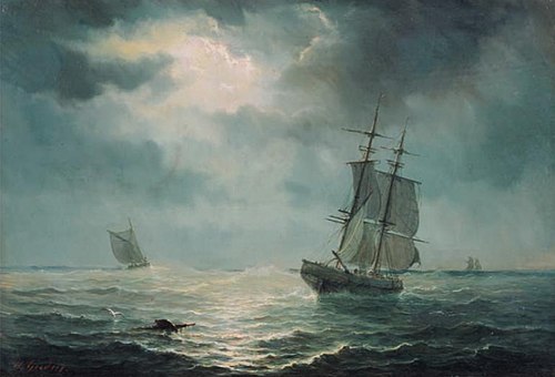 Marine au clair de lune, 1850, Henriette Gudin