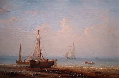 Barques échouées à l'aurore, 1850, Henriette Gudin