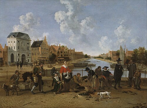 The Groenmarkt and the Stille Rijn in Leiden, 1660, Hendrik van der Burgh