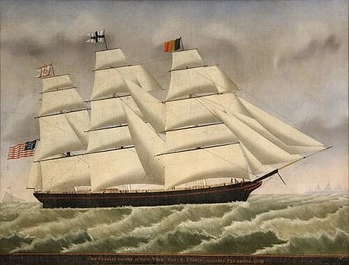 Ship Charles Cooper of New York, Capt. R. Coffin. Passing Flushing, 1858, Carolus Ludovicus Weyts