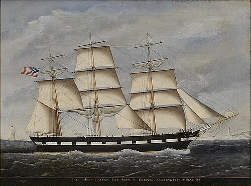 Ship 'John Bunyan', Capt. John A. Carver, Passing Beachy Head, 1867, Carolus Ludovicus Weyts