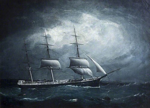 Three-Masted Ship by Night, 1869, Frederick Tudgay