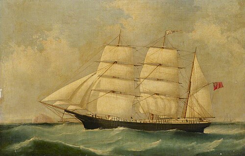 The barque George Durkee under way, , Frederick Tudgay