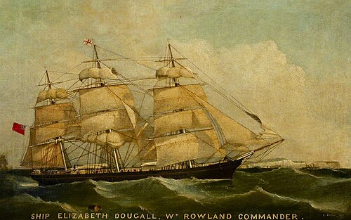 The ship Elizabeth Dougall under sail, 1869, Frederick Tudgay