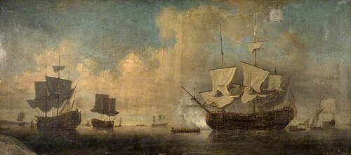 Sea Piece with War Vessels, , Peter Monamy