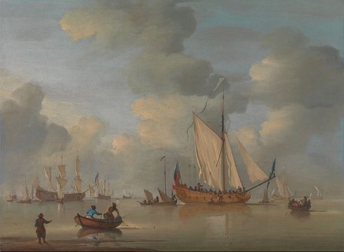 An English Royal Yacht Standing Offshore in a Calm, 1730, Peter Monamy
