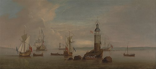 The Opening of the First Eddystone Lighthouse in 1698, 1703, Peter Monamy