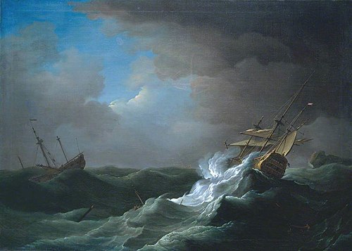 Ships in Distress in a Storm, 1725, Peter Monamy