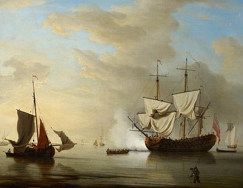 An English ship becalmed, , Peter Monamy