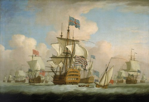 An English Fleet Coming to Anchor, , Peter Monamy