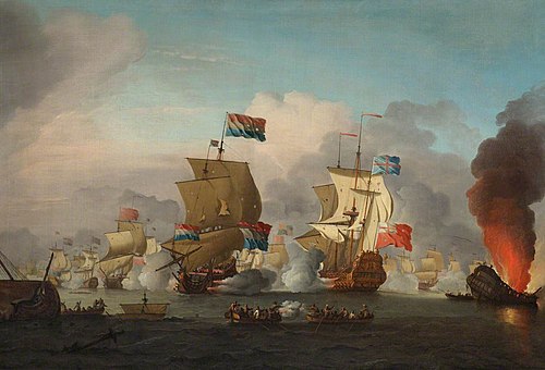 The Burning of HMS Royal James at the Battle of Solebay, 28 May 1672, 1750, Peter Monamy
