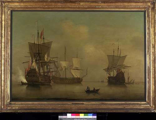 Three English Flagships Becalmed, 1728, Peter Monamy