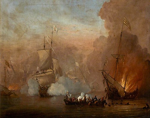 A Naval Engagement between an English Ship and Barbary Ships, 1725, Peter Monamy