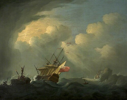 A Man-o'-War in a Rough Sea, 1724, Peter Monamy