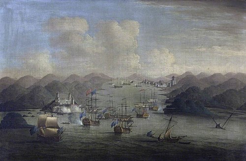 The Capture of Porto Bello by Admiral Edward Vernon with only Six Men o'War, 22 November 1739, 1740, Peter Monamy